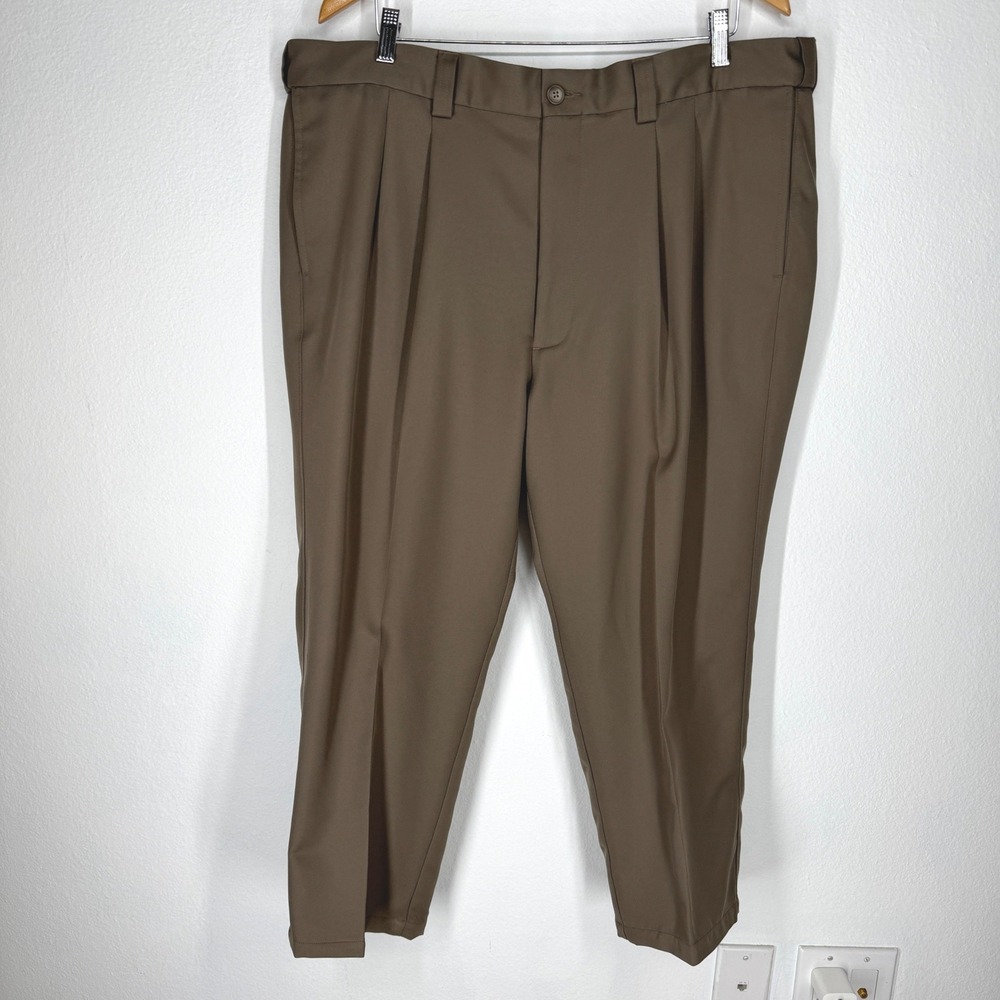 Oak‎ Hill Mens Pleated Dress Pants Brown 42/28 Classic Fit Trousers Business